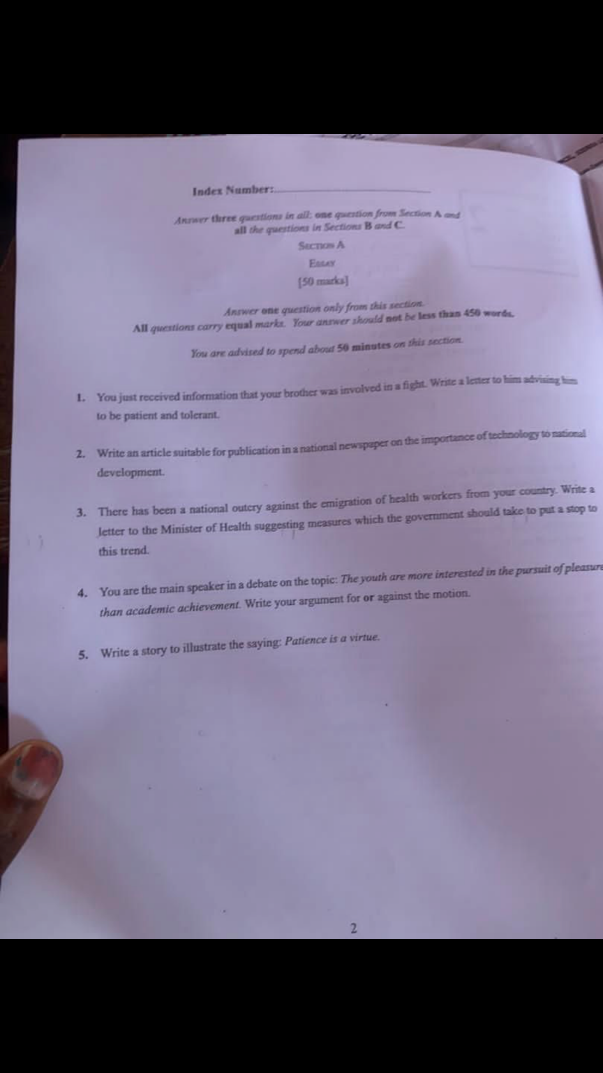 2020 waec english essay questions