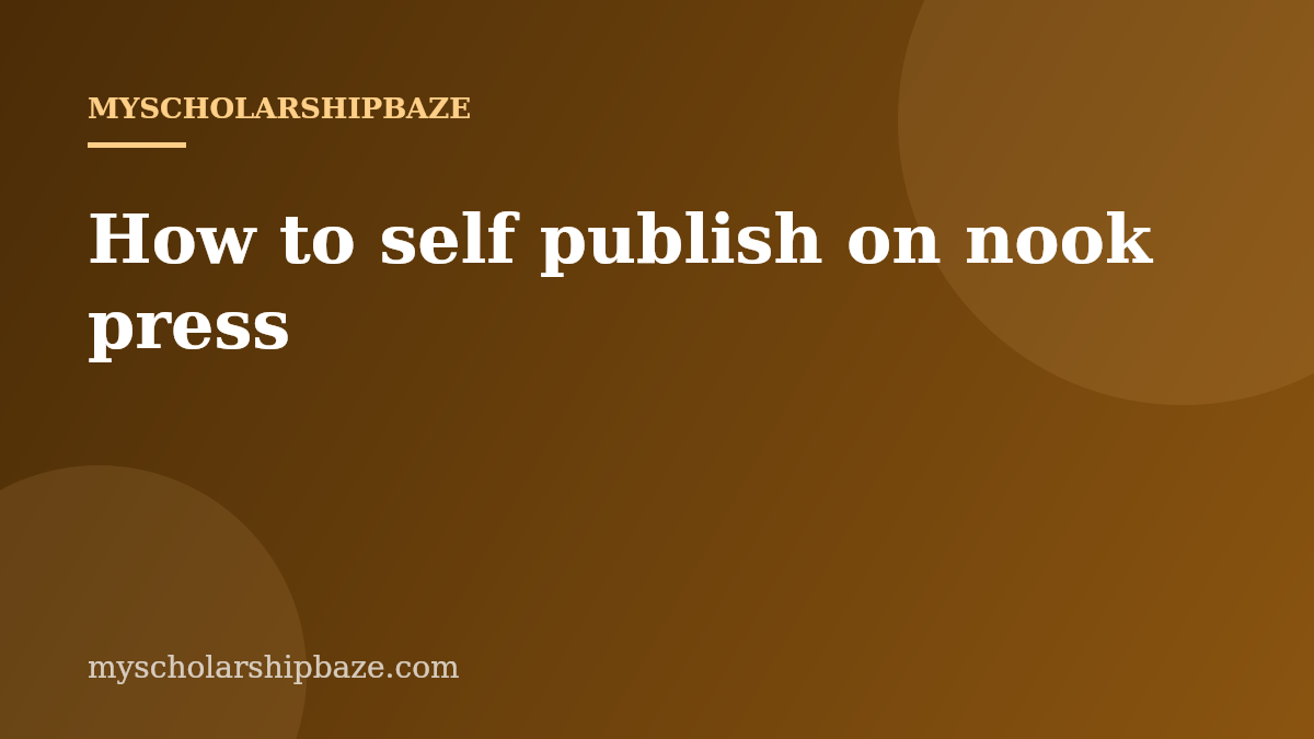 How to self publish on nook press