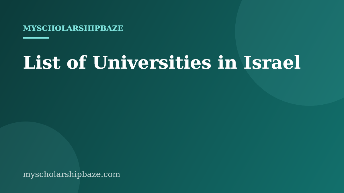 List of Universities in Israel