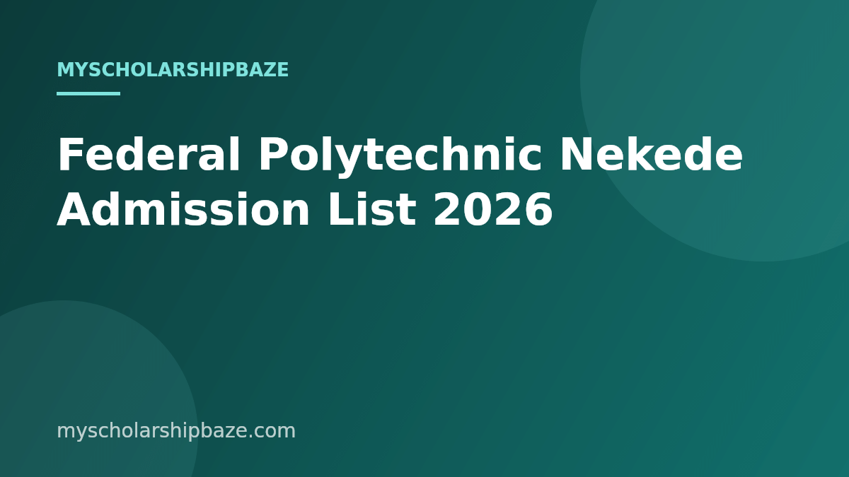 Federal Polytechnic Nekede Admission List 2026